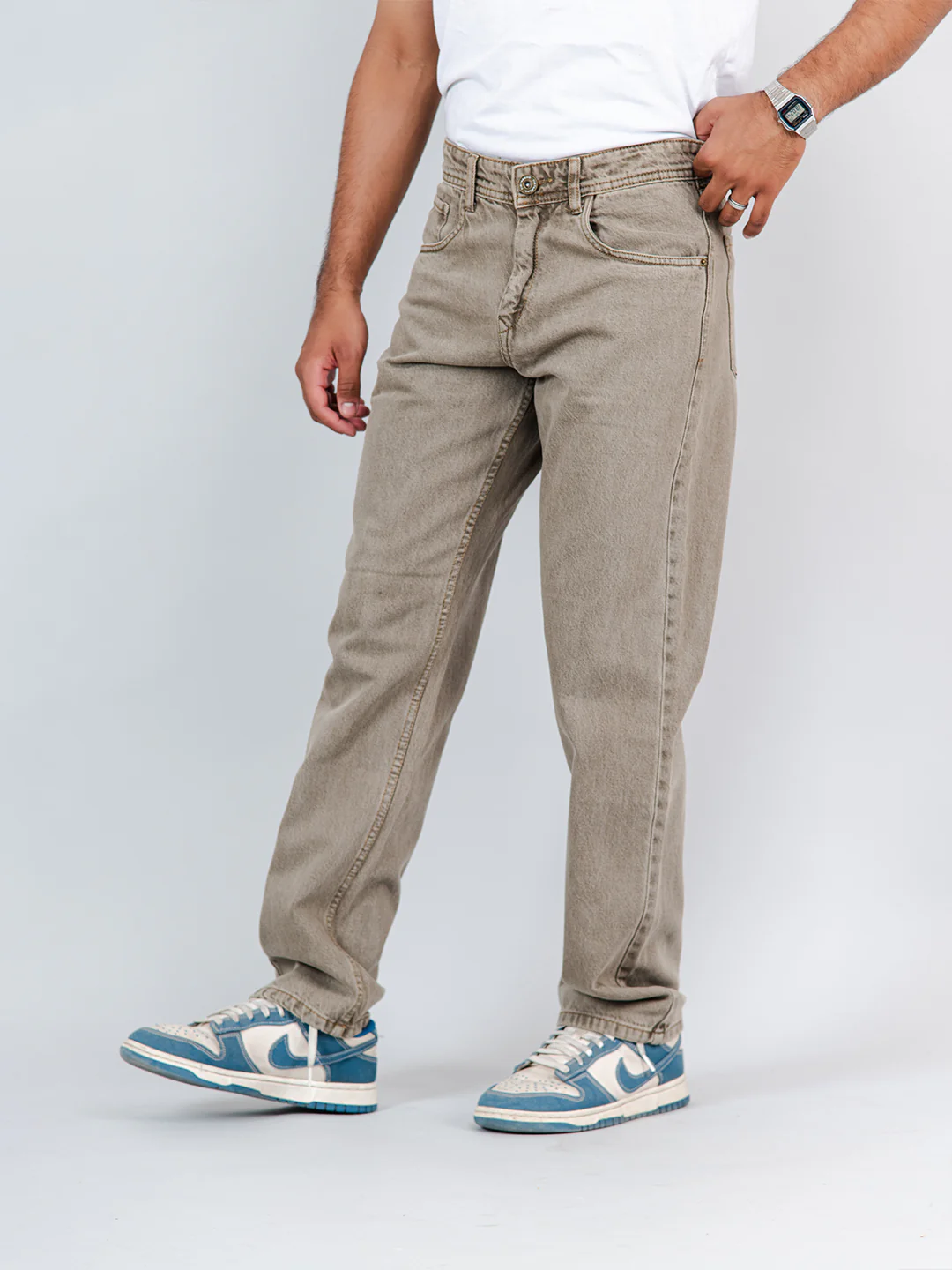 Camel Brown Straight Fit Mens Jeans - Image 4