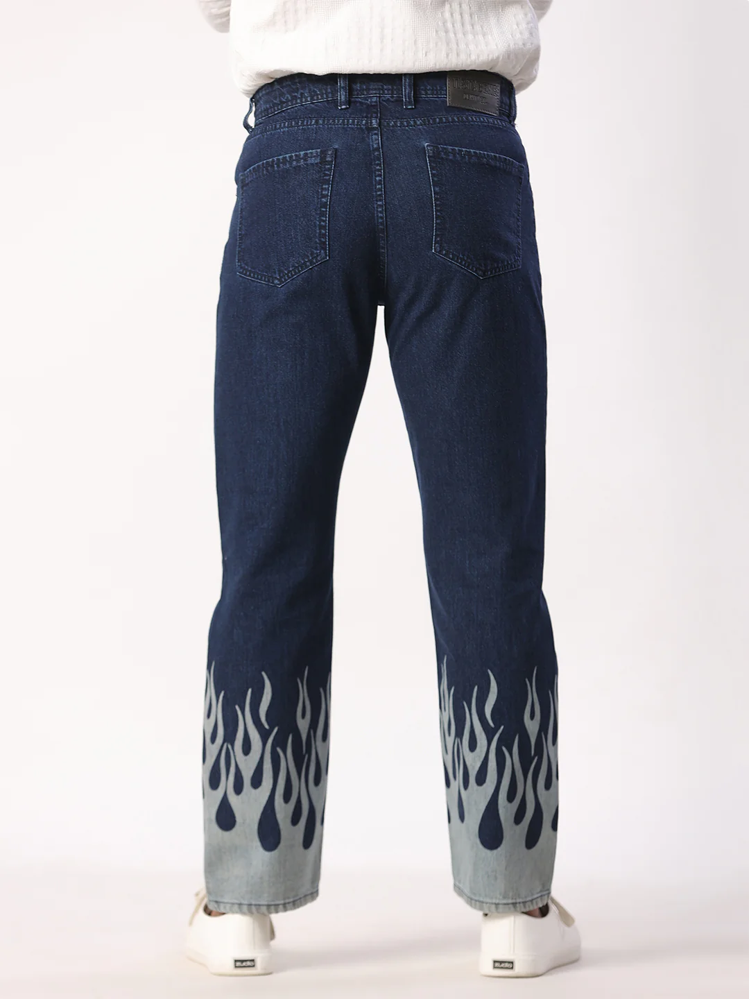 Blue Flame Printed Straight Fit Denim Jeans & pants - Image 2