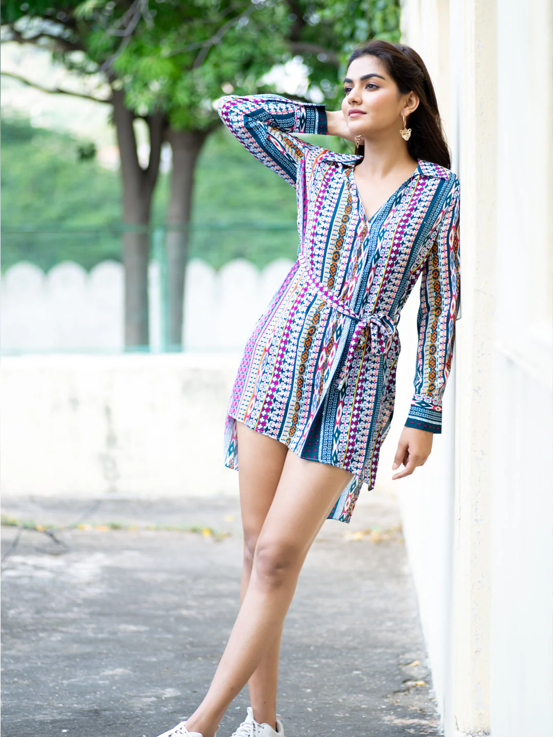 African Printed Shirt Dress With Belt For Women - Image 6